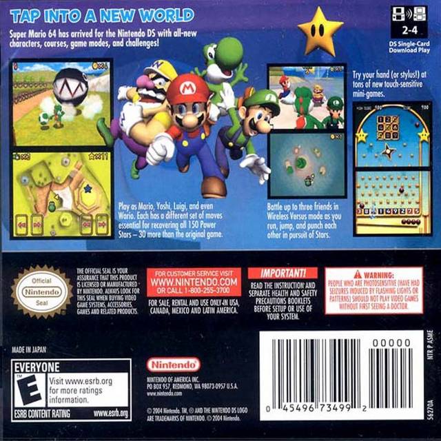 Super Mario 64 DS Back Cover - Nintendo DS Pre-Played