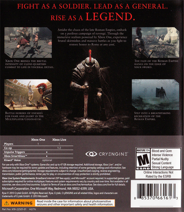 RYSE Son of Rome Legendary Edition - Xbox One Pre-Played