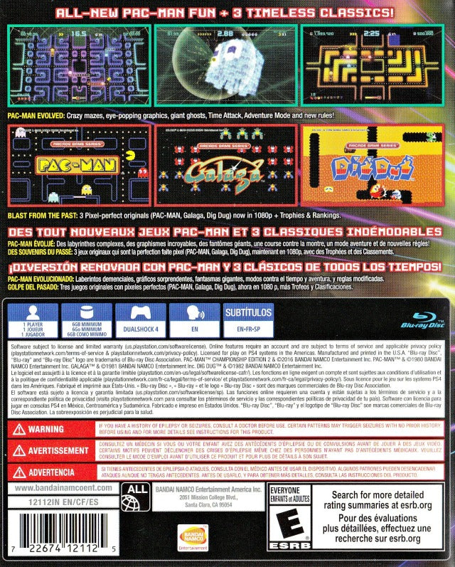 Pac Man Championship Edition 2 + Arcade Game Series Back Cover - Playstation 4 Pre-Played