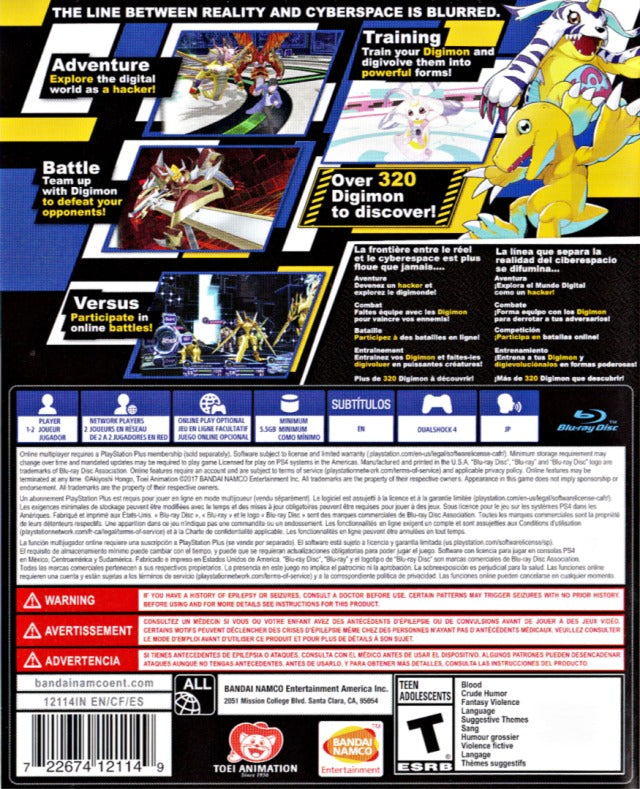 Digimon Story Cyber Sleuth: Hacker's Memory Back Cover - Playstation 4 Pre-Played