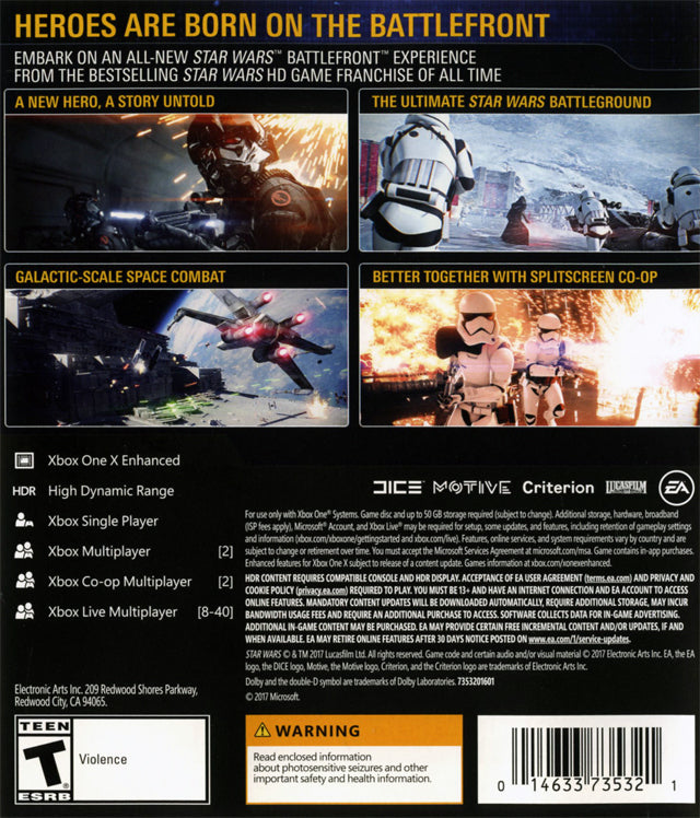 Star Wars Battlefront II Back Cover - Xbox One Pre-Played