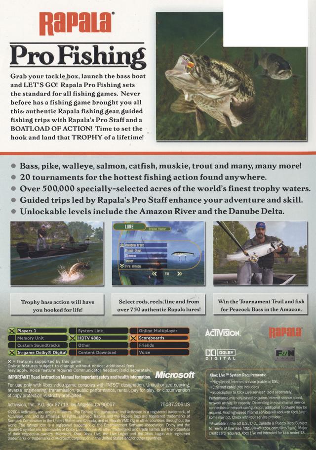 Rapala Pro Fishing Back Cover - Xbox Pre-Played
