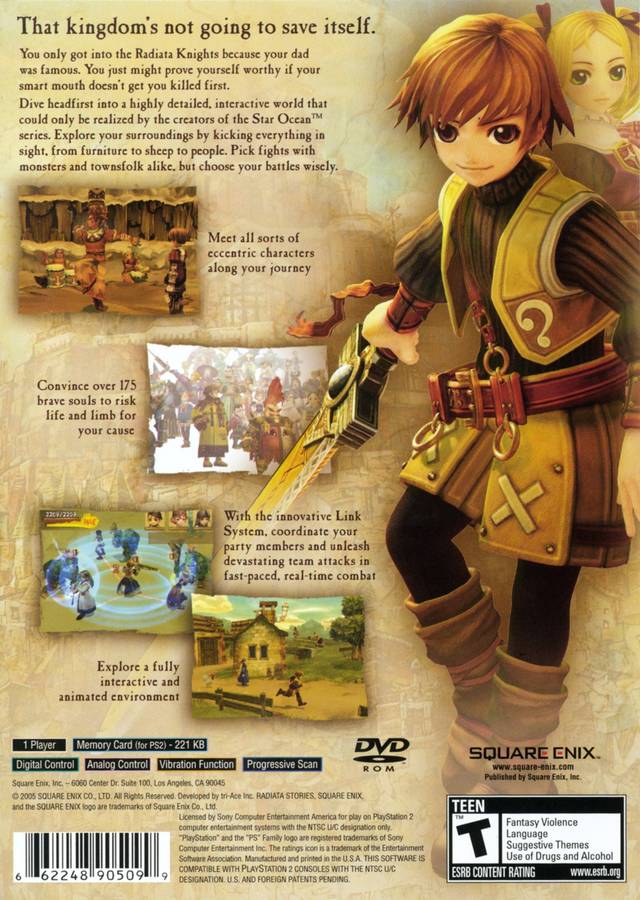 Radiata Stories Back Cover - Playstation 2 Pre-Played