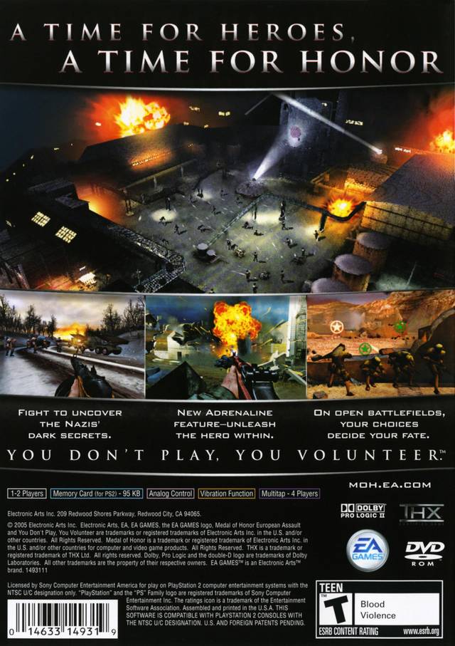 Medal of Honor European Assault Back Cover - Playstation 2 Pre-Played