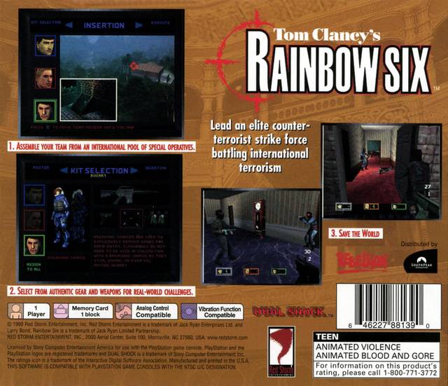 Tom Clancy's Rainbow Six Back Cover - Playstation 1 Pre-Played