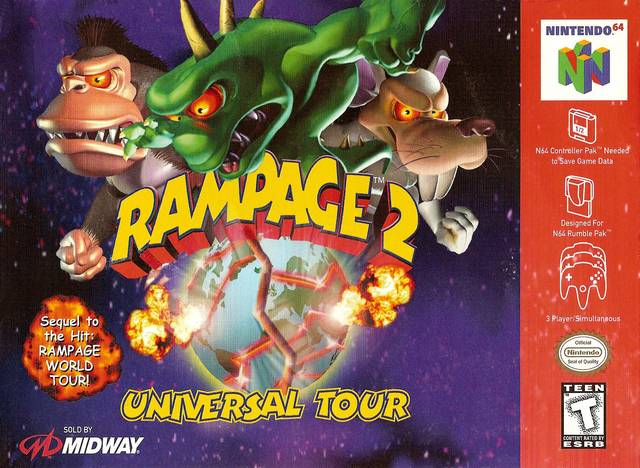 Rampage 2 Universal Tour Front Cover - Nintendo 64 Pre-Played