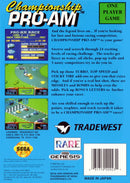 Championship Pro Am Back Cover - Sega Genesis Pre-Played