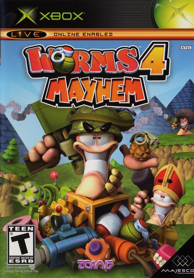 Worms 4 Mayhem Front Cover - Xbox Pre-Played