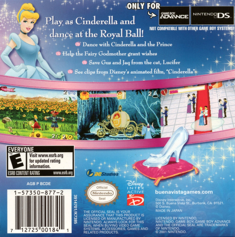 Cinderella Magical Dreams Back Cover - Nintendo Gameboy Advance Pre-Played