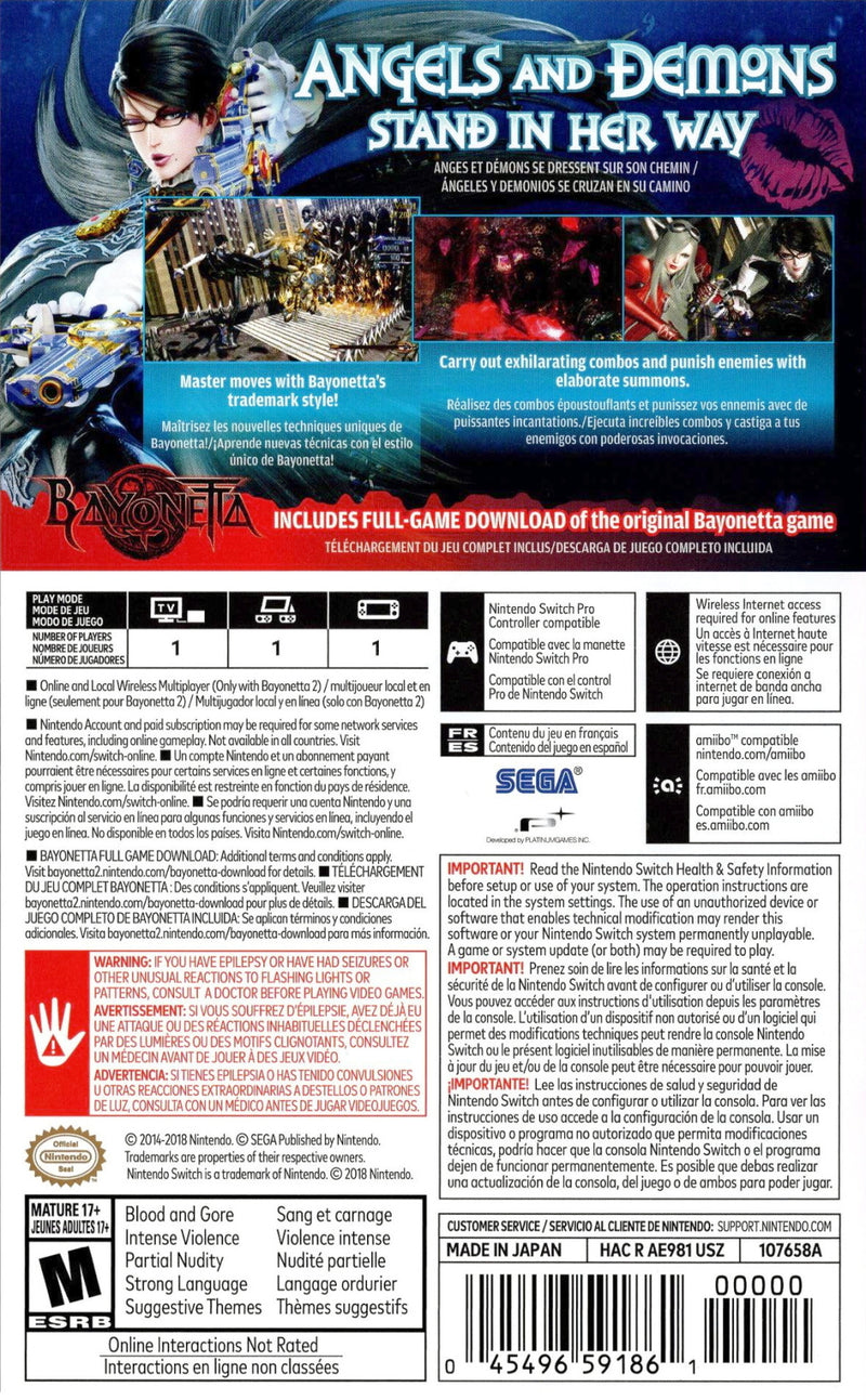 Bayonetta 2 Back Cover - Nintendo Switch Pre-Played