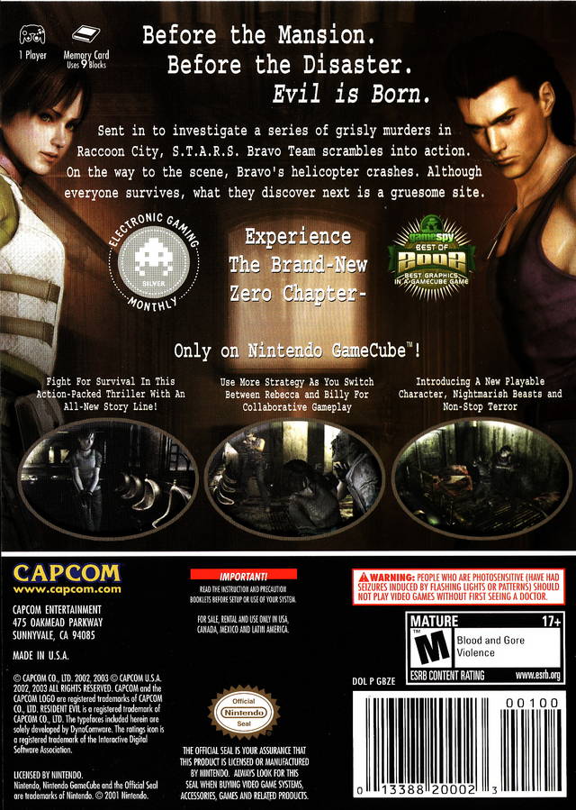 Resident Evil Zero (Player's Choice) Complete - Nintendo Gamecube Pre-Played