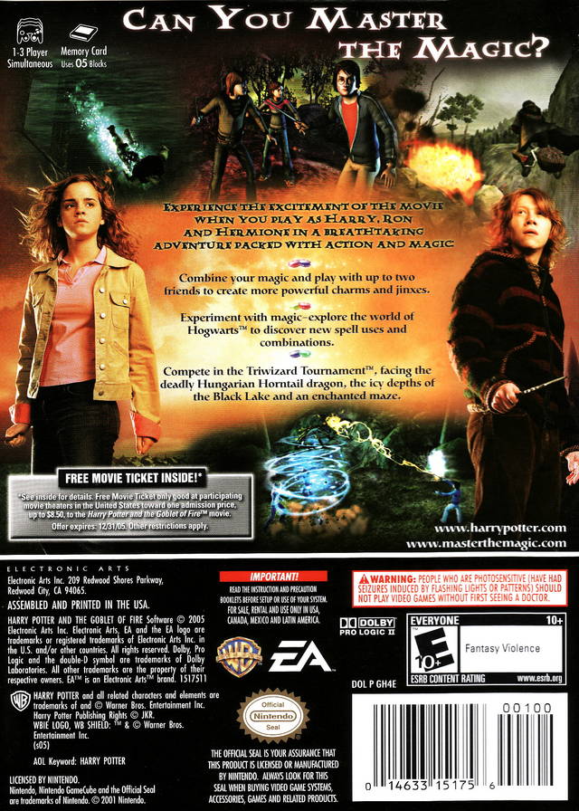 Harry Potter and the Goblet of Fire Back Cover - Nintendo Gamecube Pre-Played