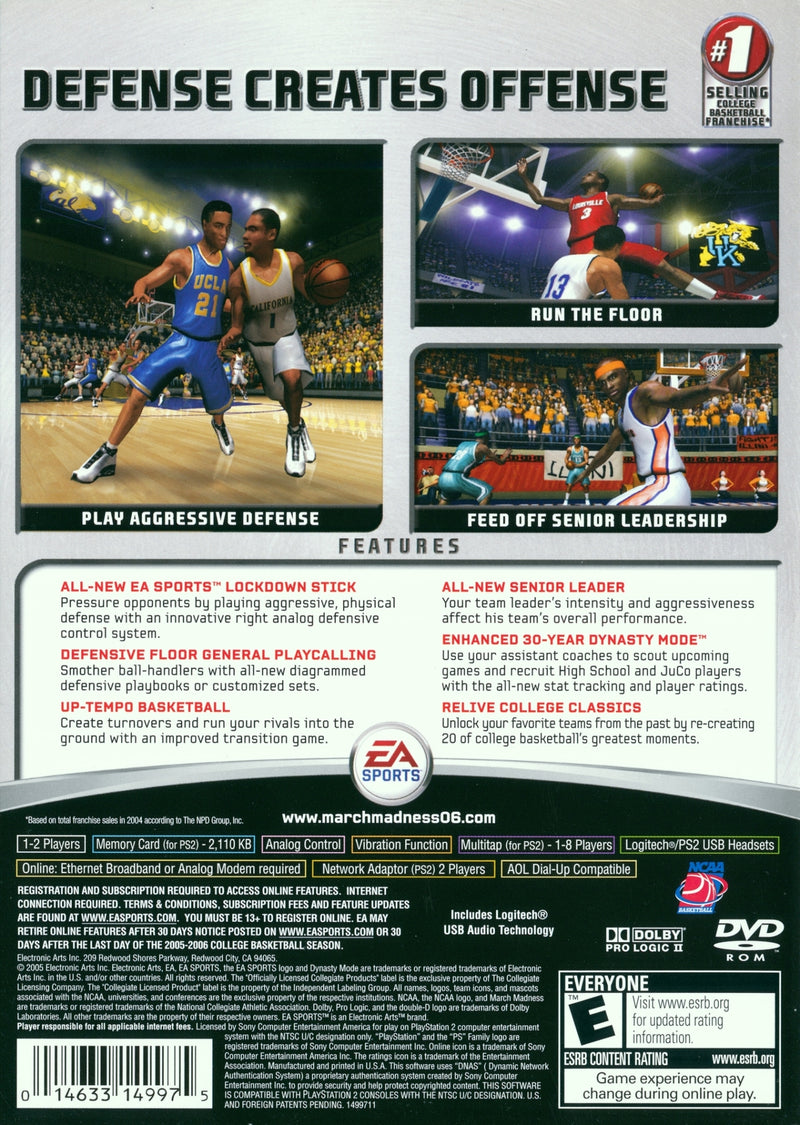 NCAA 06 March Madness Back Cover - Playstation 2 Pre-Played