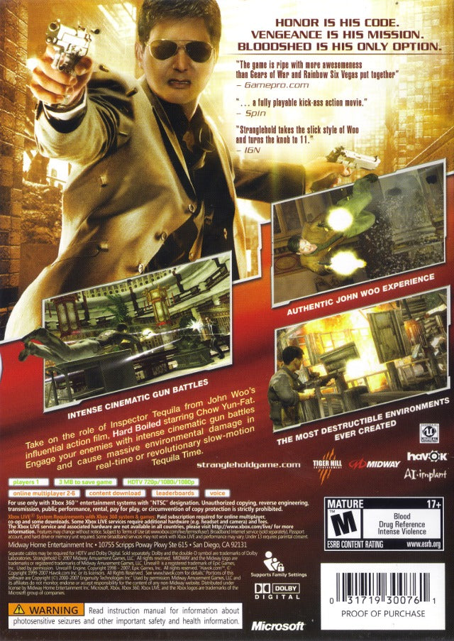 Stranglehold Back Cover - Xbox 360 Pre-Played