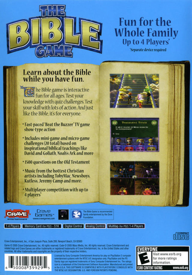 The Bible Game Back Cover - Playstation 2 Pre-Played