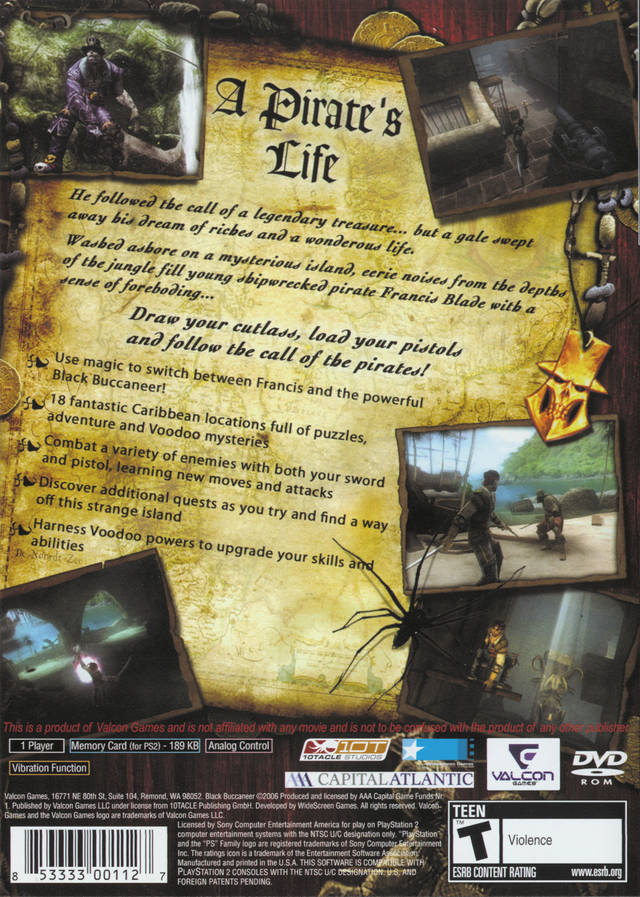 Pirates Legend of the Black Buccaneer Back Cover - Playstation 2 Pre-Played