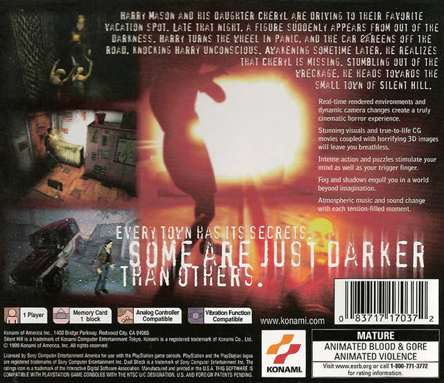 Silent Hill Back Cover - Playstation 1 Pre-Played