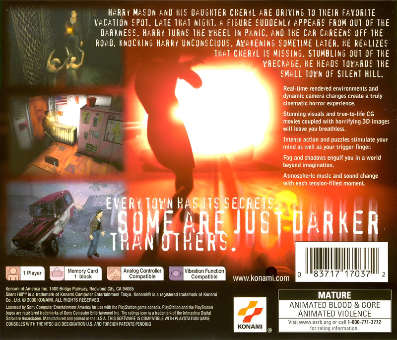 Silent Hill (Greatest Hits) Complete in Case Back Cover - Playstation 1 Pre-Played