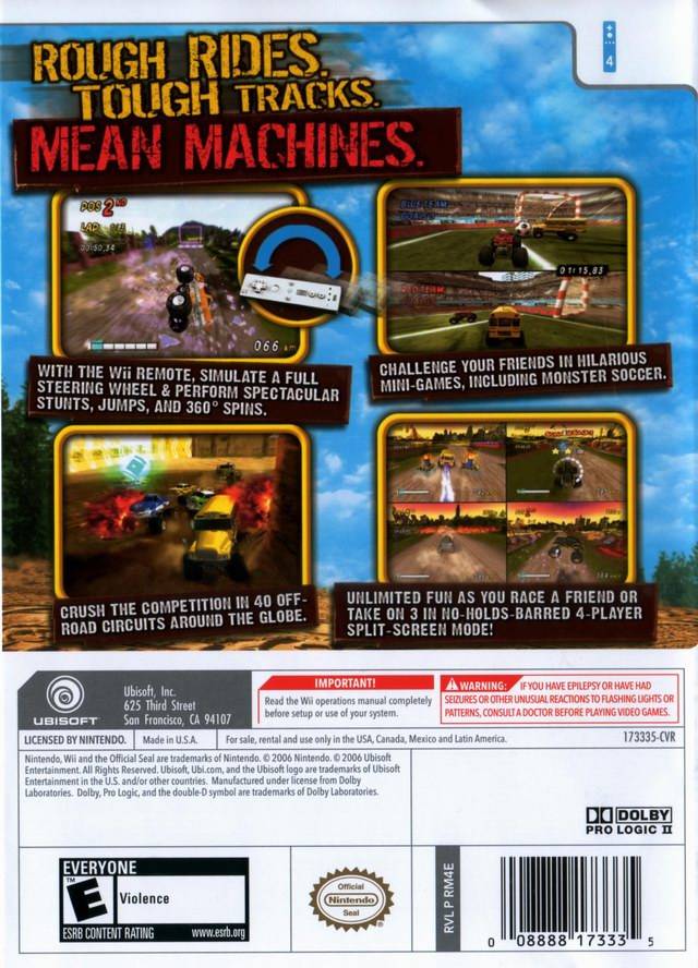 Monster 4x4 World Circuit Back Cover - Nintendo Wii Pre-Played