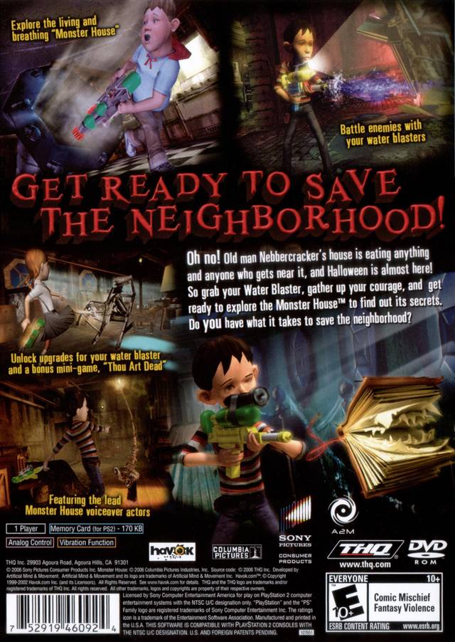 Monster House Back Cover - Playstation 2 Pre-Played