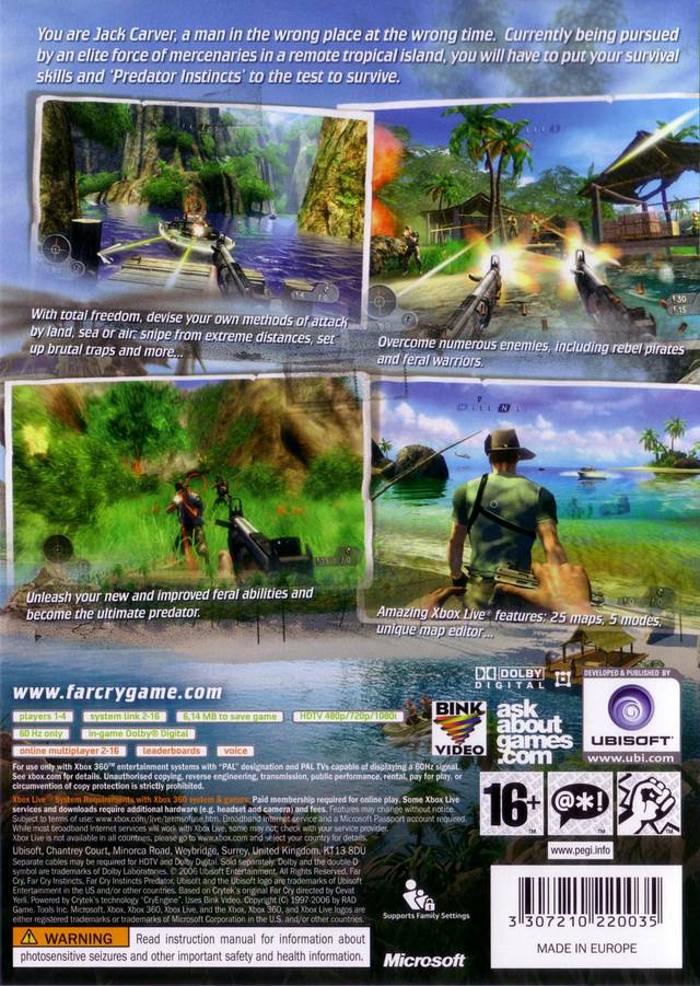 Far Cry Instincts Predator Back Cover - Xbox 360 Pre-Played