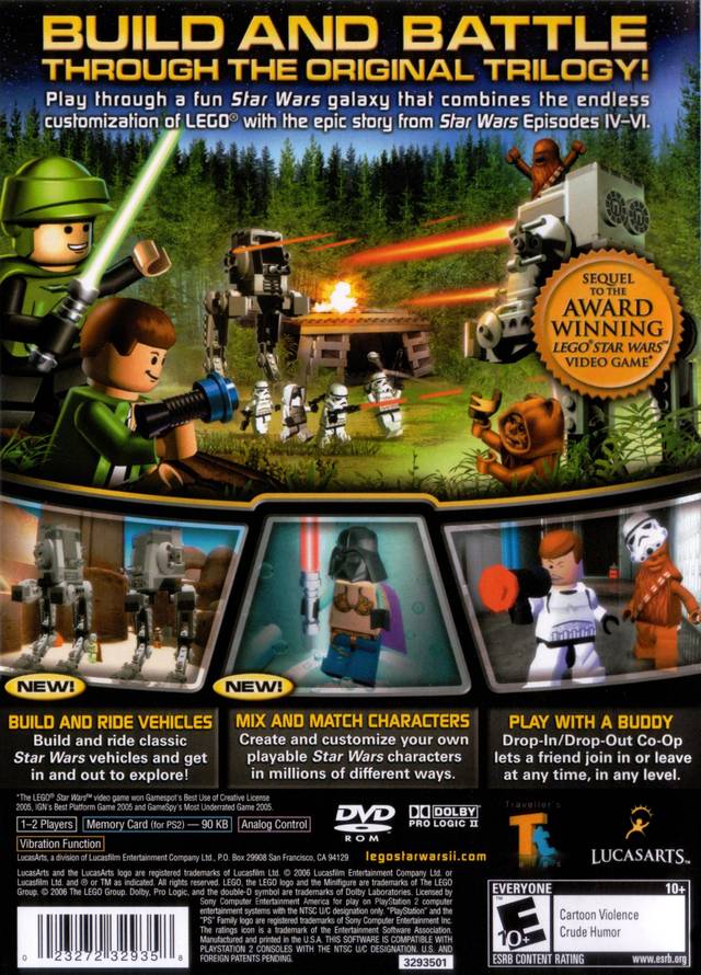 LEGO Star Wars 2 The Original Trilogy Back Cover  - Playstation 2 Pre-Played