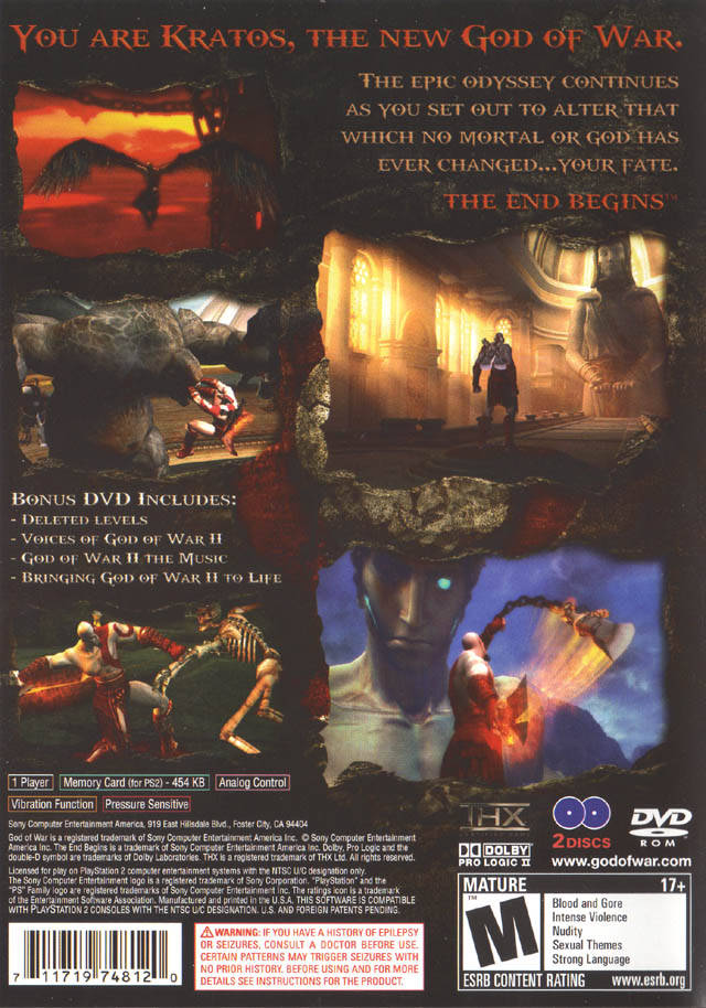 God of War 2 Back Cover - Playstation 2 Pre-Played