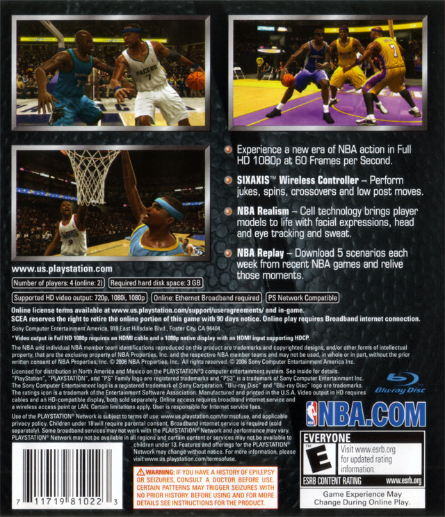 NBA 07 Back Cover - Playstation 3 Pre-Played