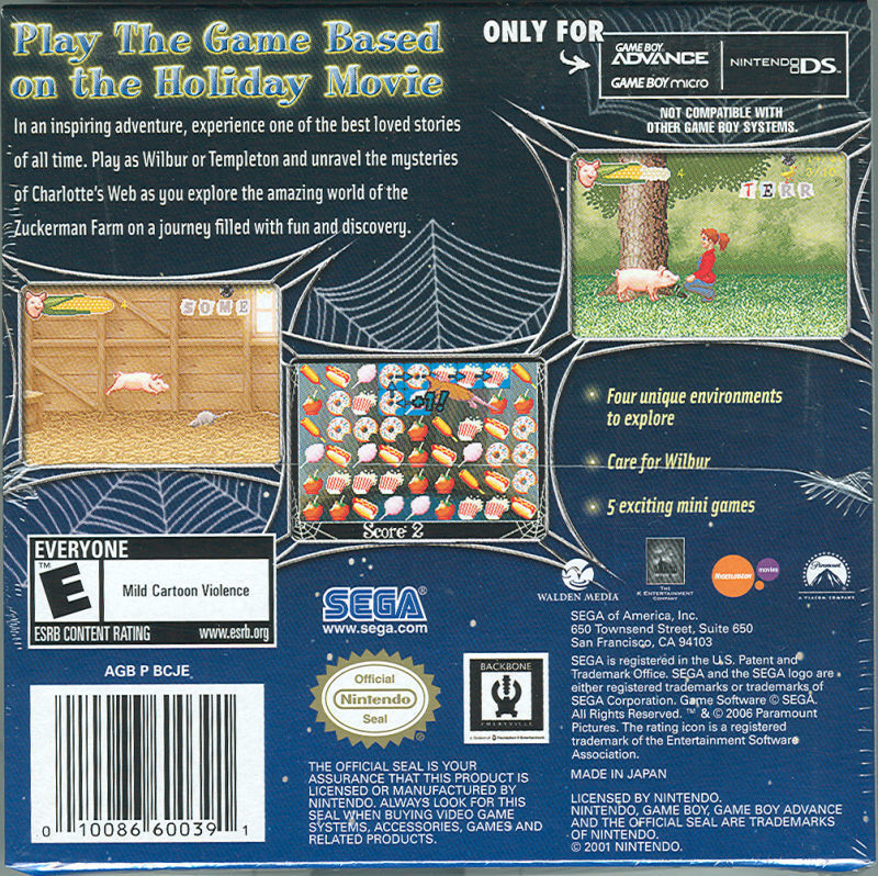 Charlottes Web - Nintendo Gameboy Advance Pre-Played