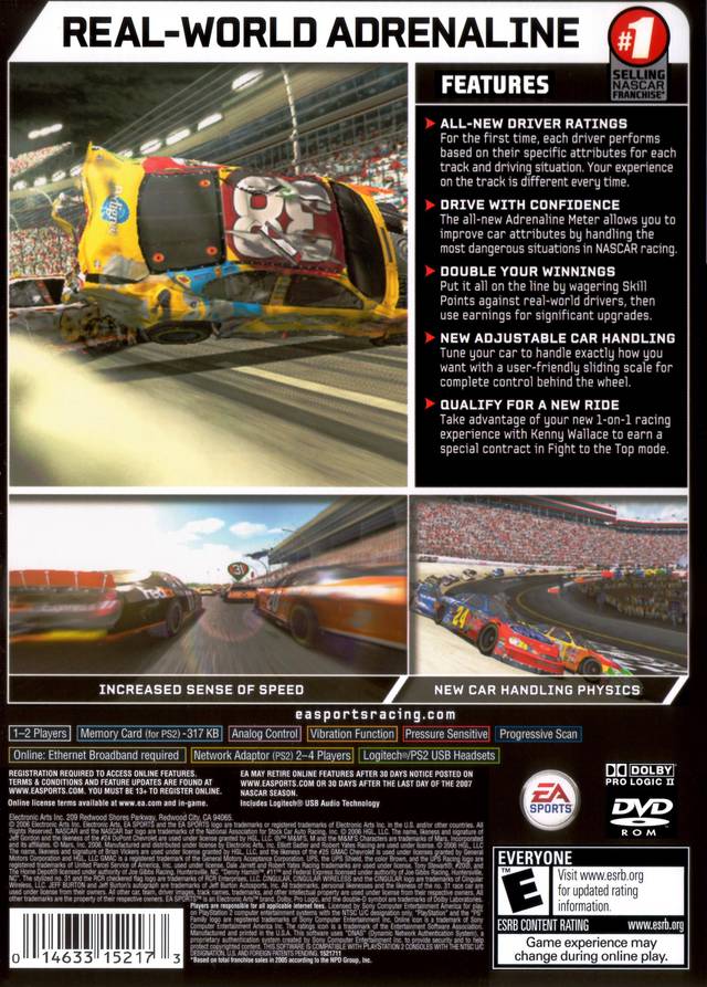 Nascar 07 Back Cover - Playstation 2 Pre-Played