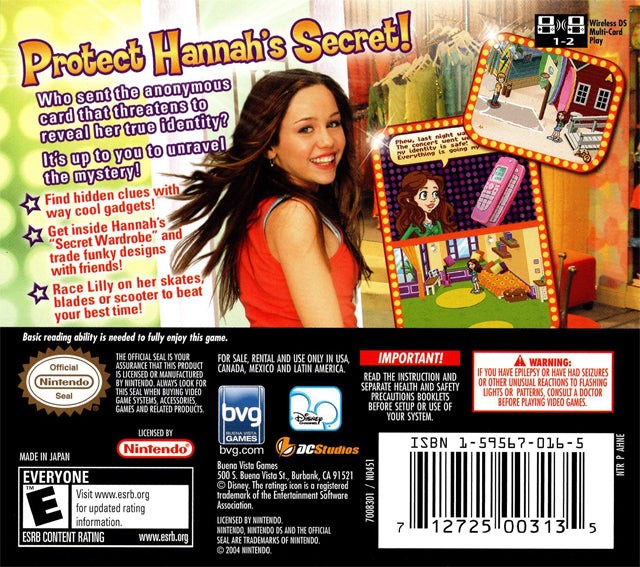 Hannah Montana Back Cover - Nintendo DS Pre-Played