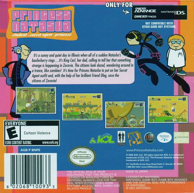 Princess Natasha Back Cover - Nintendo Gameboy Advance Pre-Played