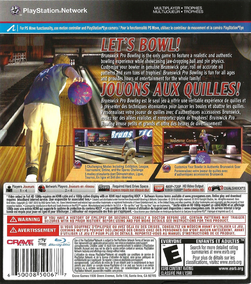 Brunswick Pro Bowling Back Cover - Playstation 3 Pre-Played