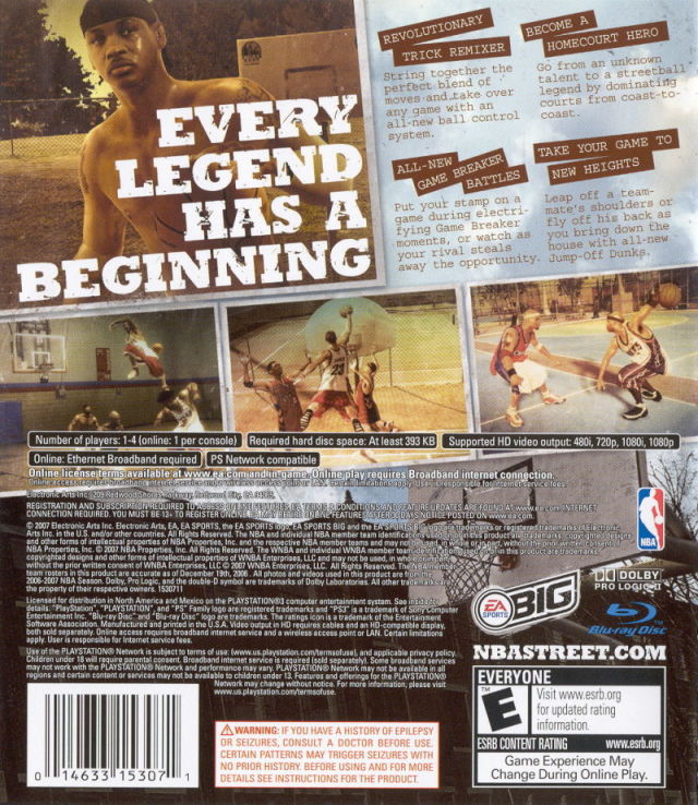 NBA Street Homecourt Back Cover - Playstation 3 Pre-Played
