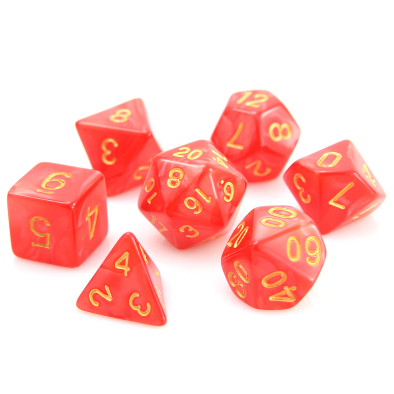 Red Swirl with Gold - 7 Piece RPG Set