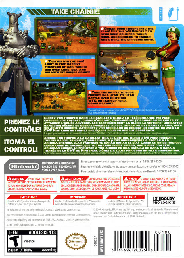 BW II Battalion Wars 2 Back Cover - Nintendo Wii Pre-Played