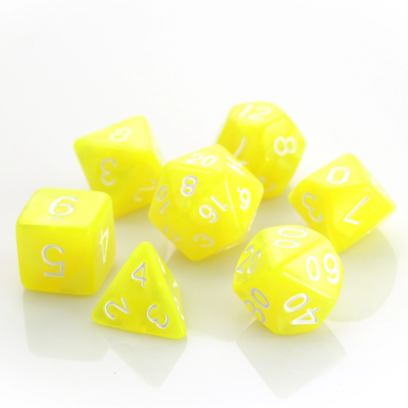 Yellow Swirl with White - 7 Piece RPG Set