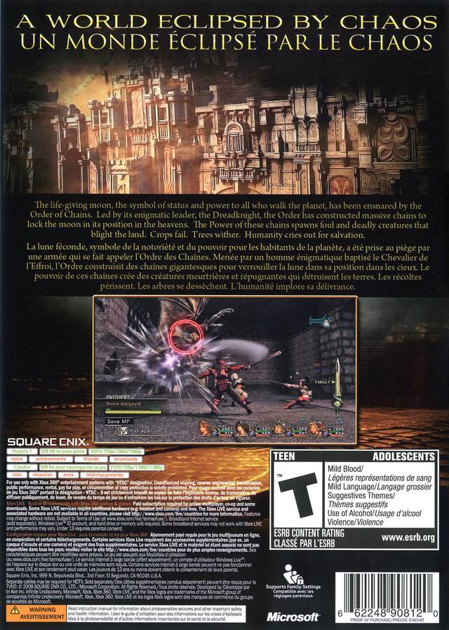 Infinite Undiscovery Back Cover - Xbox 360 Pre-Played