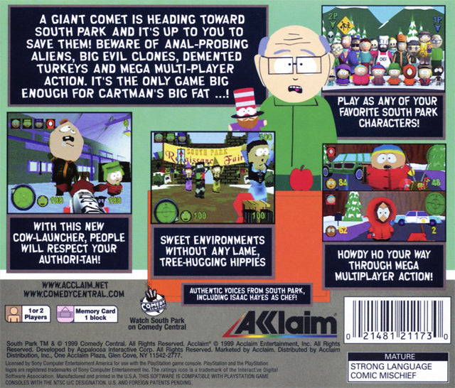 South Park Back Cover - Playstation 1 Pre-Played