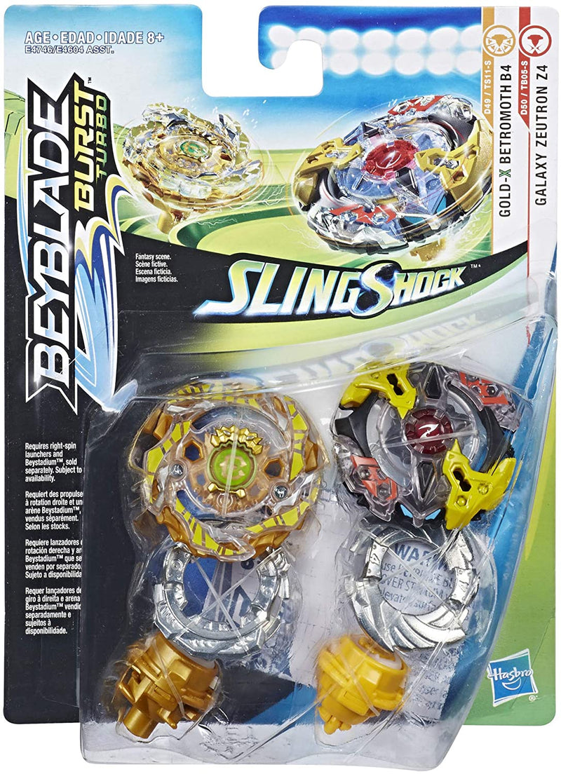 Beyblade Burst Turbo SlingShock Dual Pack Galaxy Zeutron Z4, Gold-X Betromoth B4