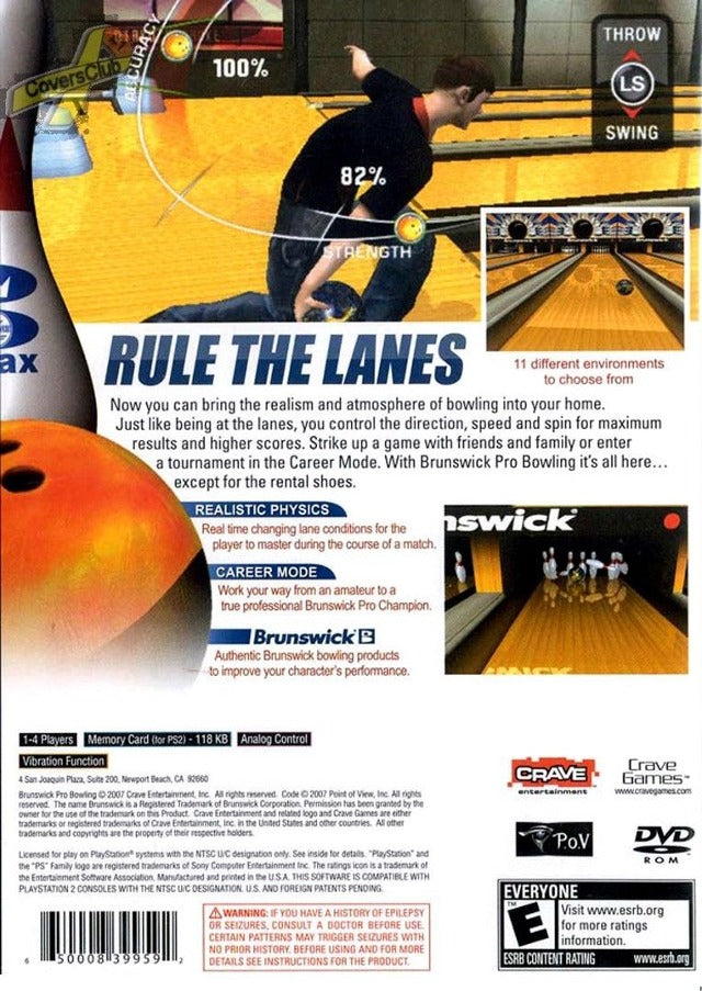 Brunswick Pro Bowling Back Cover - Playstation 2 Pre-Played