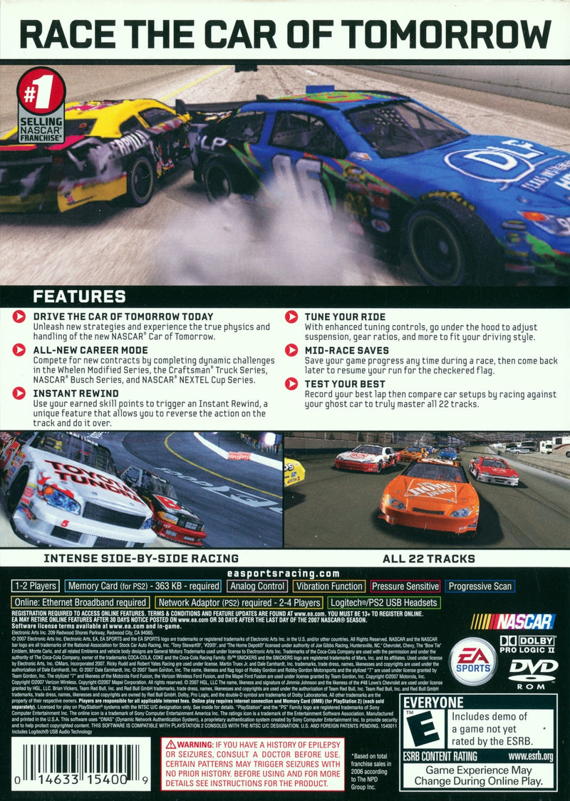 Nascar 08 Back Cover - Playstation 2 Pre-Played