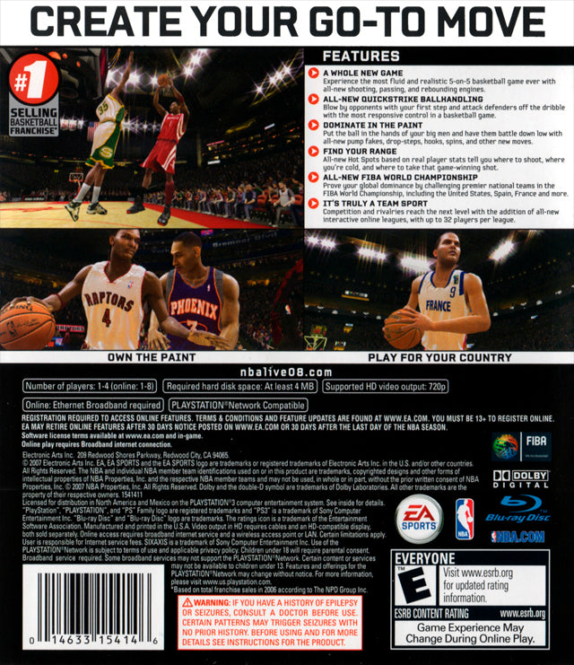 NBA Live 08 Back Cover - Playstation 3 Pre-Played