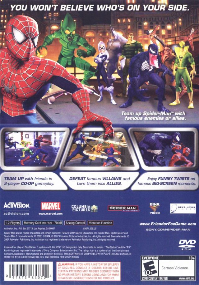 Spider-Man Friend or Foe Back Cover - Playstation 2 Pre-Played