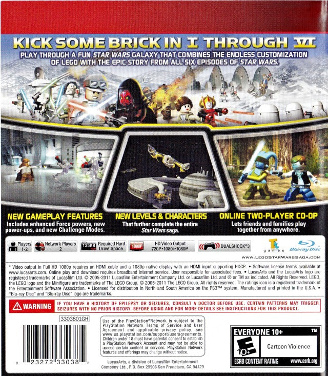 Lego Star Wars The Complete Saga Back Cover - Playstation 3 Pre-Played