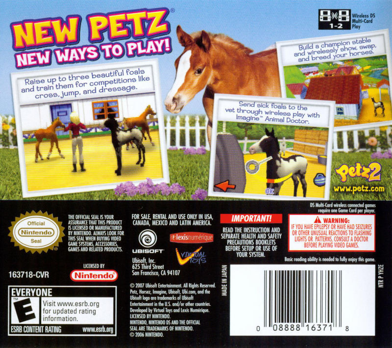 Petz Horsez 2 Back Cover - Nintendo DS Pre-Played