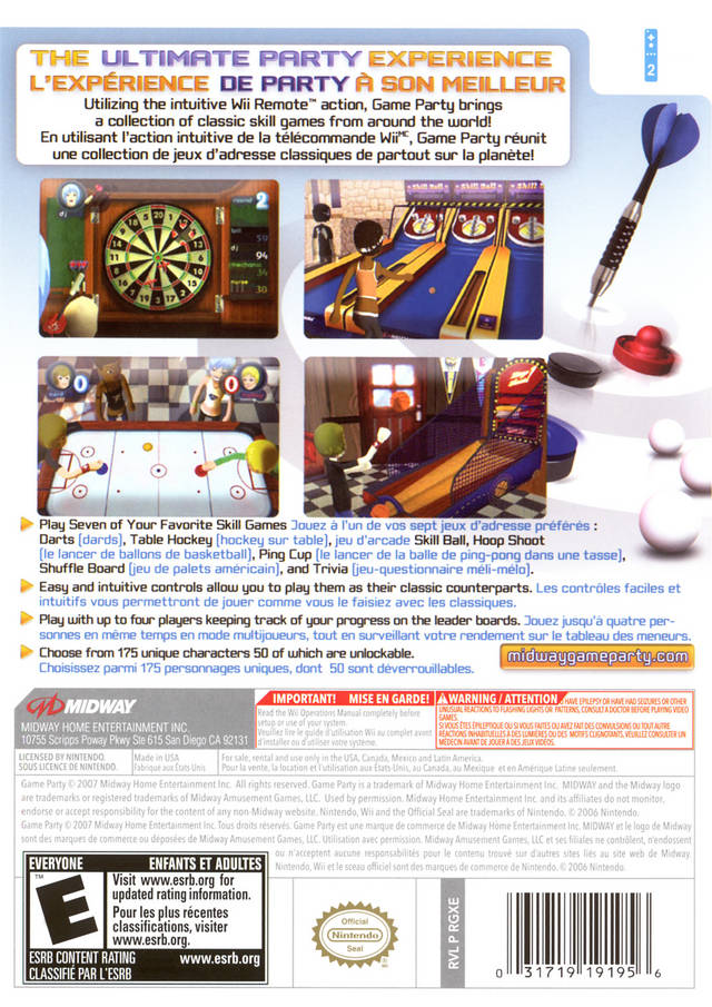 Game Party Back Cover - Nintendo Wii Pre-Played