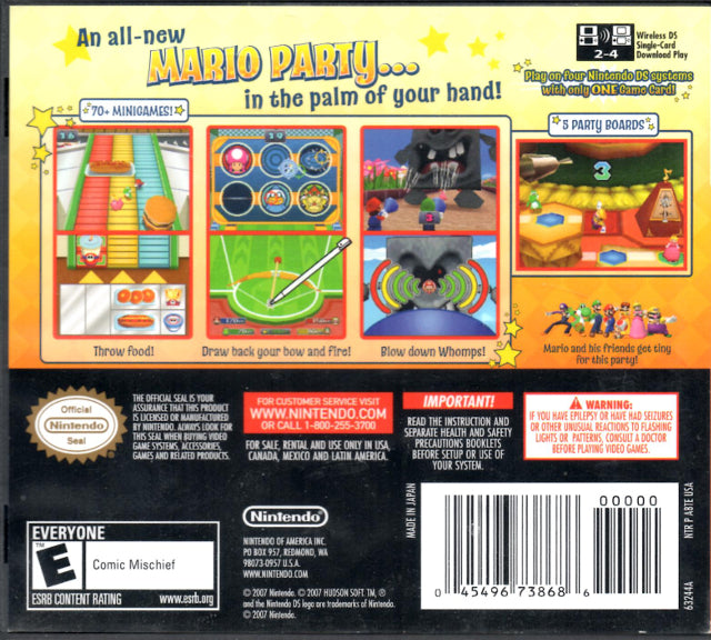 Mario Party DS Back Cover  - Nintendo DS Pre-Played