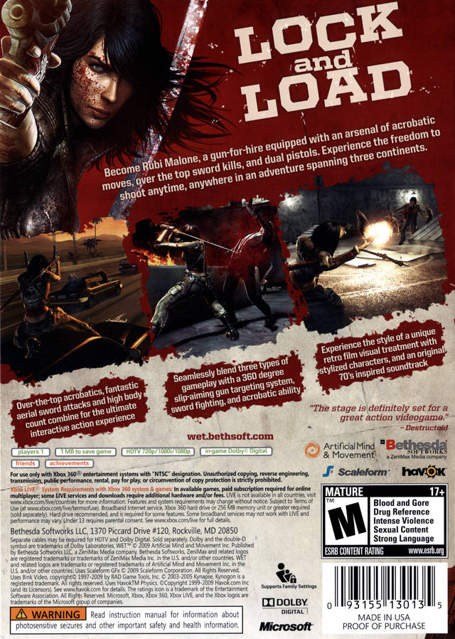 Wet Back Cover - Xbox 360 Pre-Played