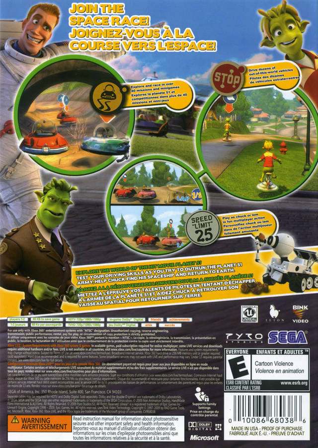 Planet 51 The Game Back Cover - Xbox 360 Pre-Played